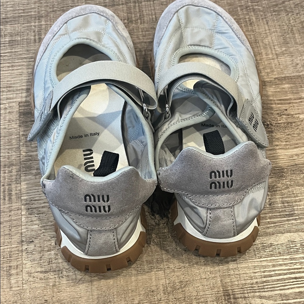 Miu Miu Kids Silver and Gray Sneakers